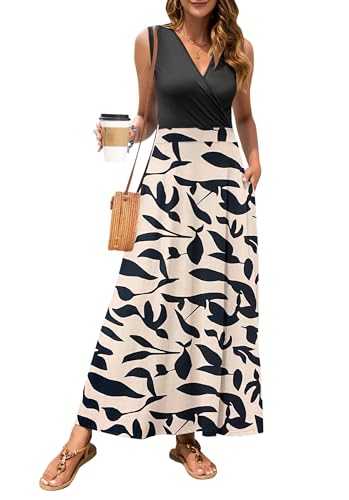 Image of MISFAY Women Maxi Dress Sleeveless Wrap V Neck Summer Boho Casual