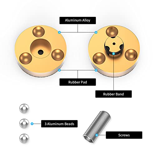Tertullus 4 Sets Aluminum Subwoofer Speaker Feet Silver With Shock-Absorbing Beads,Hifi Turntable Adjustable Feet For Hifi Devices Amplifier Turntable Dac Recorder Cd (Gold-39 x 23mm) - Image 4