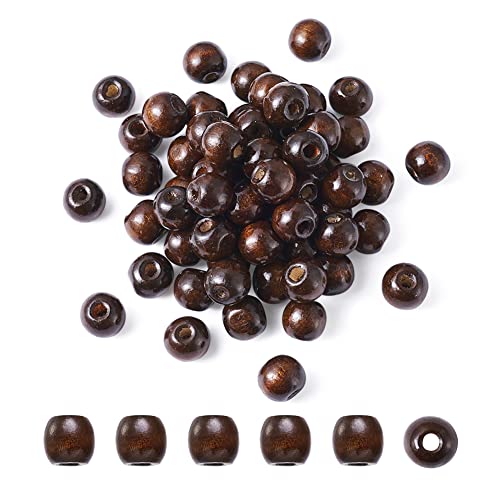 Craftdady 100Pcs Barrel Wooden Spacer Beads 12mm Large Hole European Beads for Bread Braided Hair DIY Jewellery Macrame Craft Making Brown Hole:5~6mm