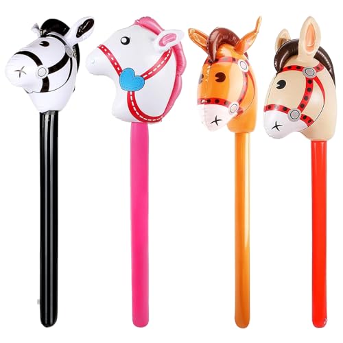 deegbbyi 4 Pièces Cheval Gonflable, Bâtons Gonflables de Cheval, Ballon Gonflable Taille Horse, Convient pour la Décoration de Fête d'anniversaire sur le...