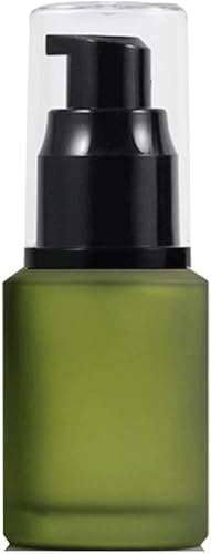 Miniatura 2 de QUUPY Botella de bomba de loción de vidrio vacía de lujo verde de 2 oz botella recargable líquido base contenedor dispensador de almacenamiento vial