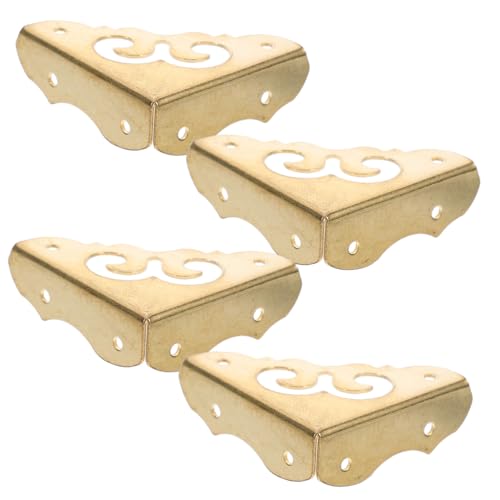 GRIRIW Protections d'angle Décoratives Vintage en Métal Cuivre Antique, Lot De 4, Protège-Coins pour Meubles, Boîtes à Bijoux Et Caisses en Bois, Accessoires De Quincaillerie Multifonctions