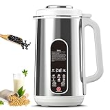 Macchina per Latte di Noci In Acciaio Inossidabile, Macchina per Latte di Soia e Latte Vegetale da 1,2 Litri con Taglierino a 12 Lame, Timer 24 Ore, Funzione di Mantenimento In Caldo e Display