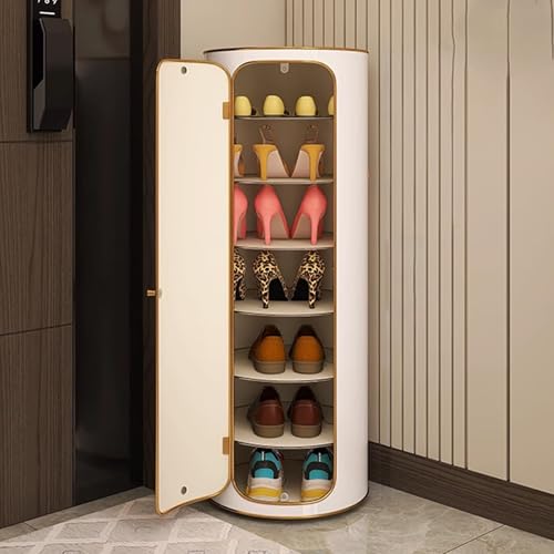 Meuble à chaussures rotatif 360 pour gain de place vertical compact