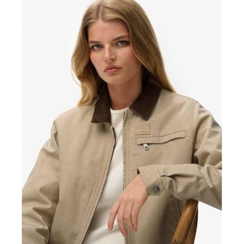 Superdry Para Mujer. W5011944A Chaqueta Cord Collar Quilt Ranch Humus Beige (S), Casual, AlgodóN - 7