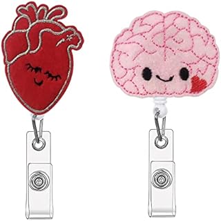 2PCS Badge Reel Holder, Retractable Felt Badge Reels for Nurse Doctor Teacher Student, Lung Heart Badge Reel Clip with Alligator Clip Y3YSZJK
