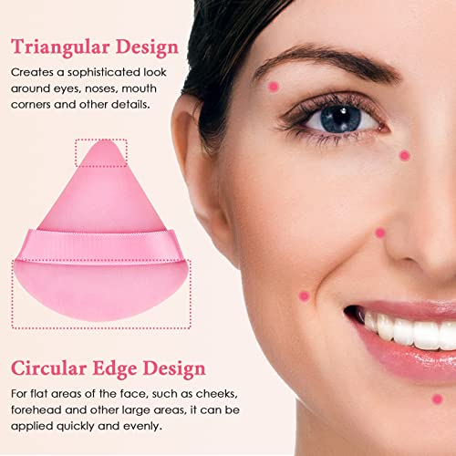 12 Pcs Powder Puff Triangle Makeup Puffs For Loose Setting Powder Face Body, Foundation Blender Velour Setting Powder Puff, Super Soft Eye Makeup Wedges Beauty Tools (6 Black 6 Red) #TOP3