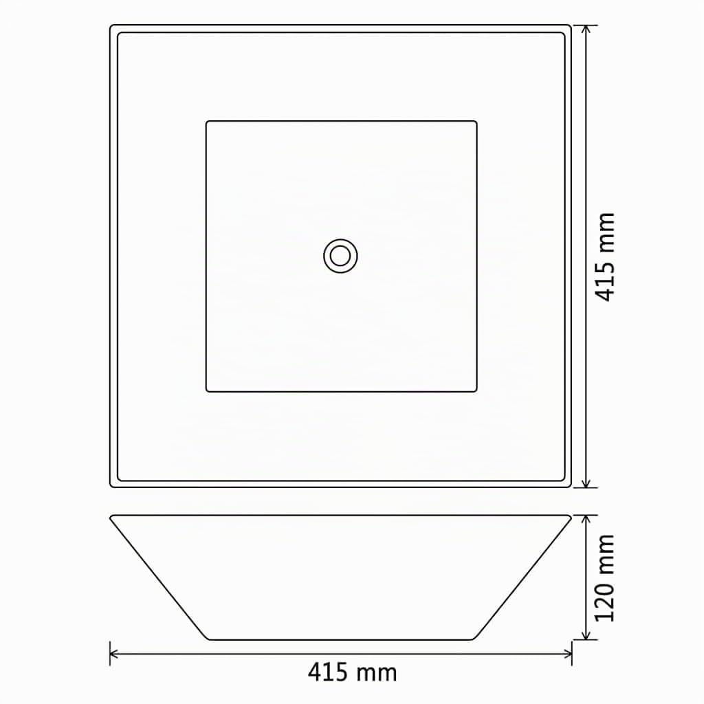 vidaXL Lavandino Quadrato in Ceramica Nero 41,5x41,5x12 cm