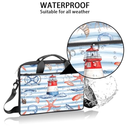 Funda para laptop Nautical Lighthouse Starfish de 15 pulgadas, maletín delgado para computadora portátil con correa para hombro, maletín ejecutivo para mujeres y hombres, bolso mensajero para trabajo, oficina y viajes miniatura 3