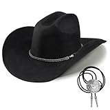 Foeran Classic Western Suede Cowboy Hat for Men's Women's,Wide Brim Felt Fedora Cowgirl Hats for Cowboy and...