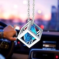 Algopix Similar Product 6 - Blue Diamond Cube Crystal Car Rear View