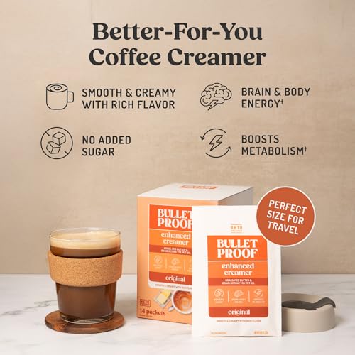 Image of Bulletproof InstaMix Original Unflavored Keto Coffee Creamer Packets, Pack of 14, Powdered Grass-Fed Butter and Brain Octane C8 MCT Oil, Supports Brain Function