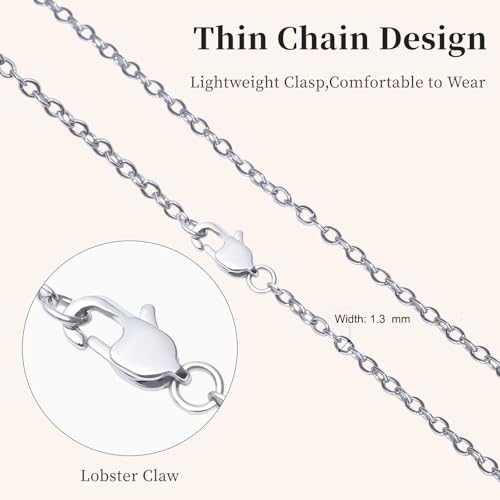 QISHENG Silver Chain Necklace for Women, Silver Stainless Steel Necklace Chain for Women As a Gift for Your Lover, Family, Elder, Friends and Colleagues Length of 16 18 20 22 24 26 28 30 Inch2