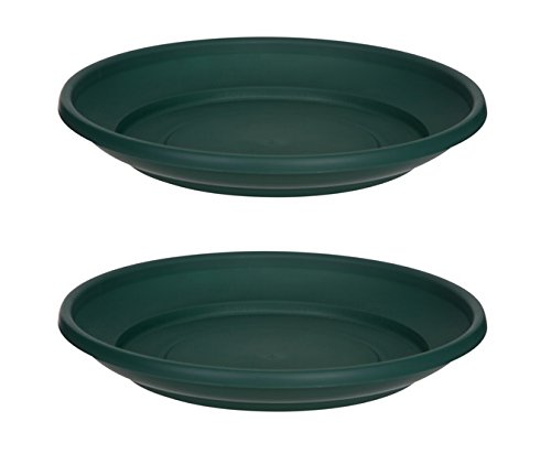 2 x Green Plastic Saucer 20cm