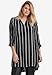 ellos Plus Size Notch Neck Crinkle Tunic - 18, Black White Stripe