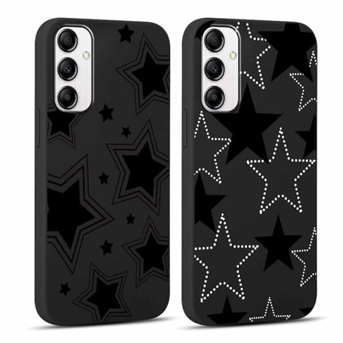 Yoedge 2 Piezas Funda para Samsung Galaxy A14 5G 6,8',Ultra Delgado Negro Suave TPU Silicona Carcasa con Aesthetic Lindo Dibujos,Antigolpes Anti-arañazos Protectora Caso para Samsung A14 5G,Estrella 2