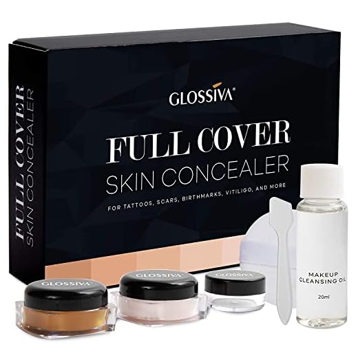 Glossiva Tattoo Concealer - Skin Concealer - Waterproof - For Dark Spots, Scars, Vitiligo, And More - Tattoo Cover-Up Makeup - Use on Body, For Legs, for Men and Women (248.9g)