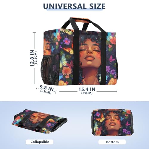 ALAZA Beautiful African Girl Waterproof Beach Tote Bags3