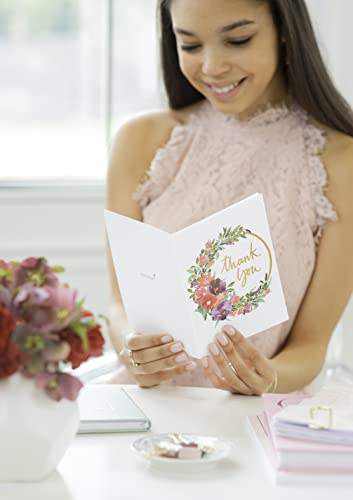 Image of Papyrus Blank Thank You Card (Painterly Wreath)