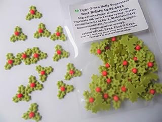Small Sugar Christmas Hollies - (30pcs)