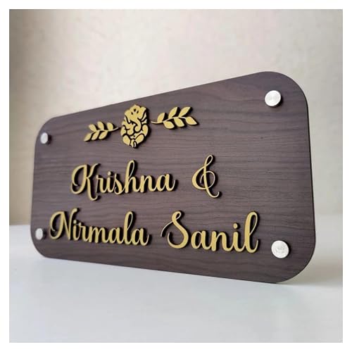 Image of Unique Customized Personalized Acrylic Name Board Plates For Home Entrance Outdoor Indoor House Door Office Flat Bungalow 12 inch x 5 inch