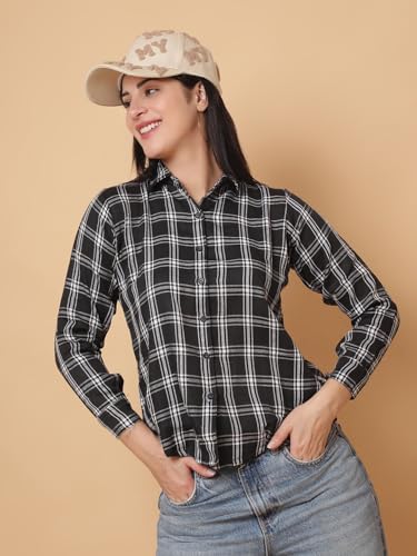 Image of Checked Spread Collar Casual Shirt for Women