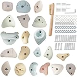 Qicrdvi Premium Resin Rock Climbing Holds for Kids & Adults, Large Training Rock Climbing Wall Grips Indoor/Outdoor, Rock-Like Texture Climbing Wall with Mounting Hardware (20 Pcs)