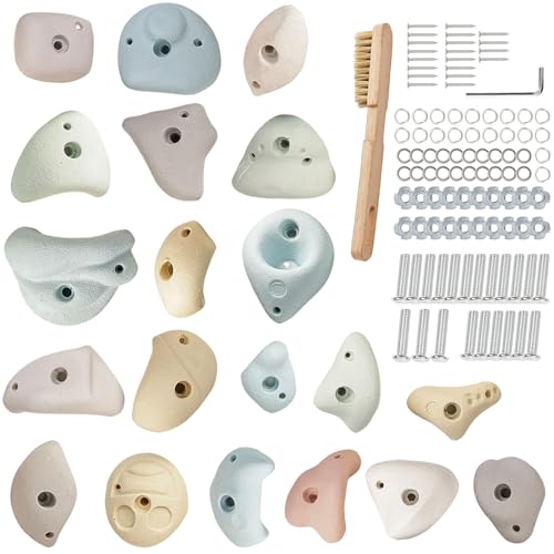 Qicrdvi 20 Pcs Resin Rock Climbing Holds for All Ages, Premium Large Training Rock Climbing Grips Indoor/Outdoor, Rock-Like Texture Holds for Your Climbing Wall