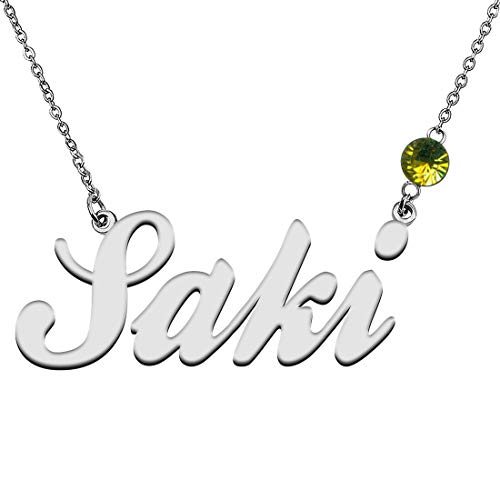 GR859C Personalized Charm Name Necklace with Birthstone for Best Friends Saki