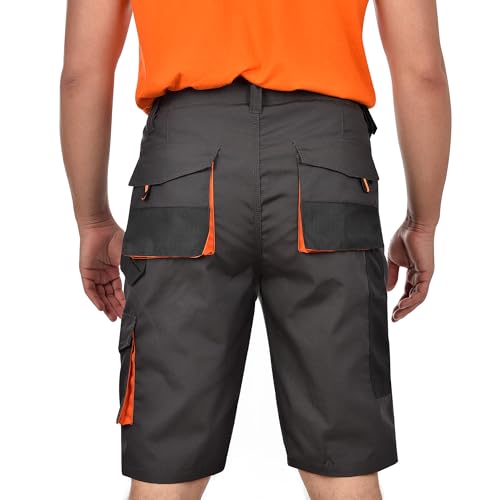 BWOLF Atlas Shorts Arbeitshosen Männer Kurz Arbeitsshorts Herren Arbeitshosen Herren Multifunktionalenn Taschen, Verstärkt mit 600D Polyester GrauM – Bild 2