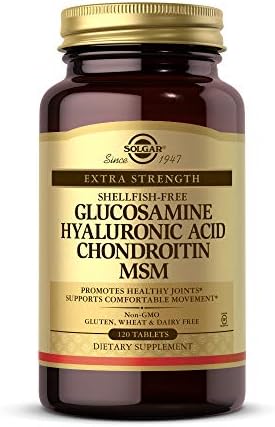 Solgar Glucosamine Hyaluronic Acid Chondroitin MSM, 120 Tablets - Supports Healthy Joints & Range of Motion & Flexibility - Extra Strength, Shellfish Free - Non-GMO, Gluten Free - 40 Servings