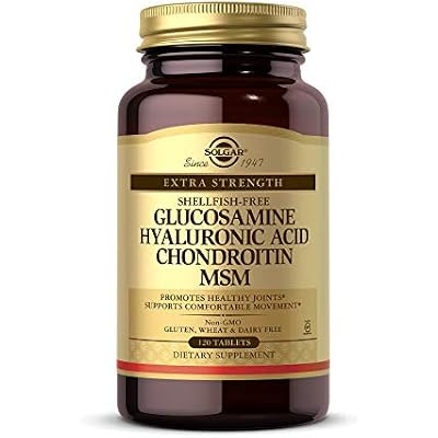 Solgar Glucosamine Hyaluronic Acid Chondroitin MSM, 120 Tablets - Supports Healthy Joints - Supports Range Of Motion & Flexibility - Extra Strength, Shellfish Free - Non-GMO, Gluten Free - 40 Servings
