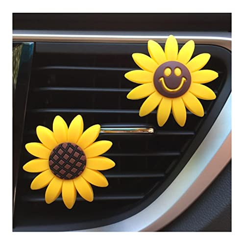 Image of Sunflower Vent Clip Car Air Freshener, 2PCS Car Diffuser Air Conditioner Outlet Charms, Auto Air Vent Perfume Holder Cute Decoration, Automotive Trim Fragrance Gift Accessories for Women Girls