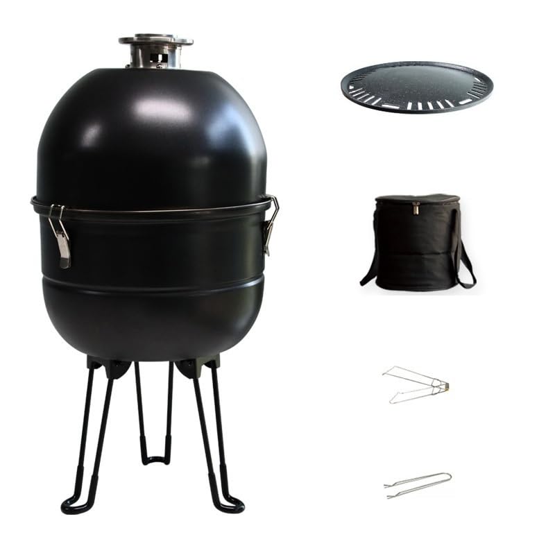 Affumicatore A Carbone per Barbecue - Griglia BBQ Verticale, Barbecue Carbonella con Termometro Integrato E Sistem di Ventilazione Regolabile per Cucinare All'aperto E in Campeggio(Black,A)