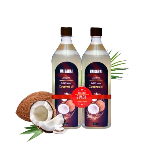 VAIGARAI Cold Pressed Coconut Oil For Cooking | Coconut Oil For Baby Massage | Coconut Oil Cold Pressed | Virgin Coconut Oil | Without Sulphur(2000 Ml) (1000 Ml Each - Pack Of 2 ) (B0D4Z8DYV4) Amazon Price History, Amazon Price Tracker