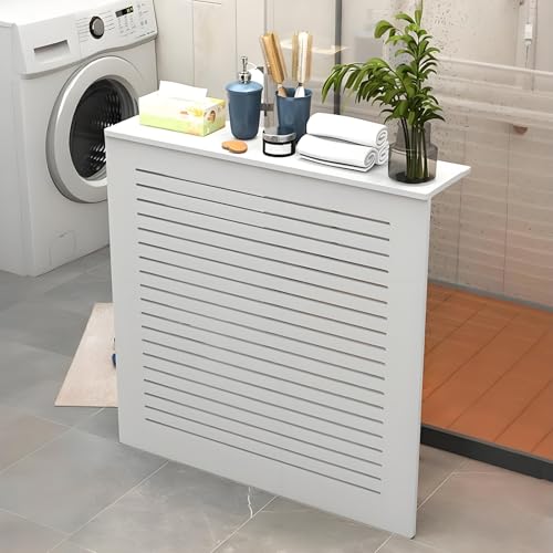 Heizkörperverkleidung, Heizkörper-Abdeckung, Holzverkleidung für Heizkörper in Lamellenoptik, Wärmepumpe Verkleidung Sichtschutz, Einfache Installation(40 * 75 * 20cm/15.7 * 29.5 * 7.9in)