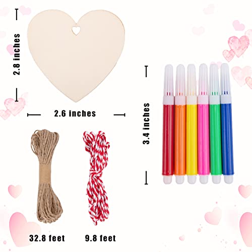 Shindel 60PCS 3 Inch Natural Heart Wood Slices, Valentine Day Decoration, Wooden Hearts for Crafts, Wooden Love Heart, Wedding Table Scatter Decoration Crafts, DIY Wooden Ornaments - Thumbnail 2