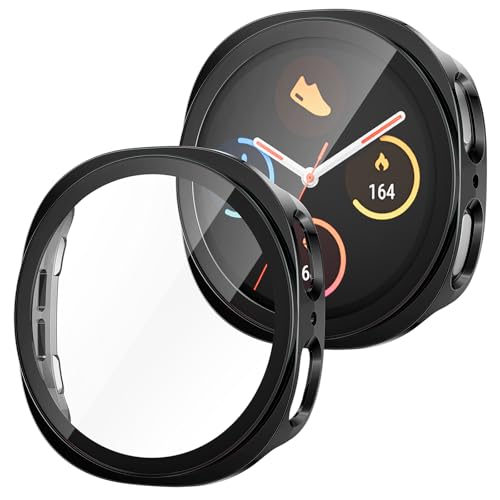 WEHAMU �d�C���b�L 2�_�ی�Z�b�g Samsung Galaxy Watch 8 44mm�Ή� �ϏՌ������K���X�X�N���[���v���e�N�^�[ �ϏՌ�PC�J�o�[(�u���b�N, 44mm)