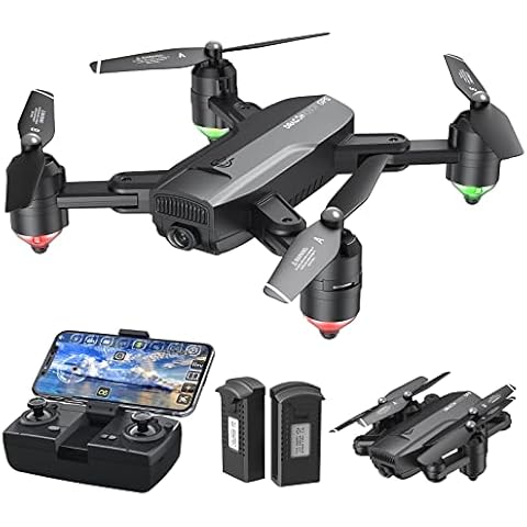 Foldble Drone with Camera for Adults - Dragon Touch DF01 Drone for kids 1080P HD FPV Live Video with 2 Batteries and Carrying Case, Gravity Sensor, Gesture Control, Altitude Hold, Headless Mode Cover