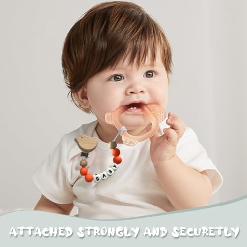 Image of Personalized Pacifier Clips with Name Custom Silicone Beaded Chain Pacifier Holder Stroller Gifts for Baby Boys Girls