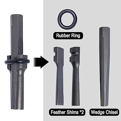 10 Sets Rock Splitter, 3/4 inch Diameter with 2 inch Depth Drill Hole Fitted Stone Splitting Tools, Spring Steel Wedge and Feather Shims Hand Tools for Masonry, Concrete Marble Granite Cutting
