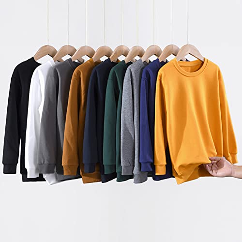 Kisbini Little Boys Crewneck Sweatshirt Long Sleeve Solid Tops For Kids Beige 7 #TOP7