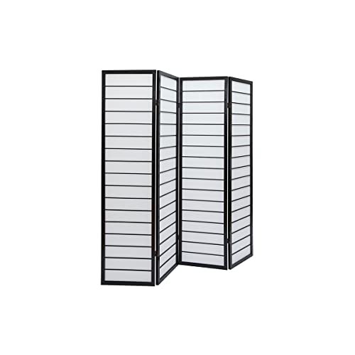 Paravento Giapponese In Legno Nero E Carta Di Riso Gibon - 3