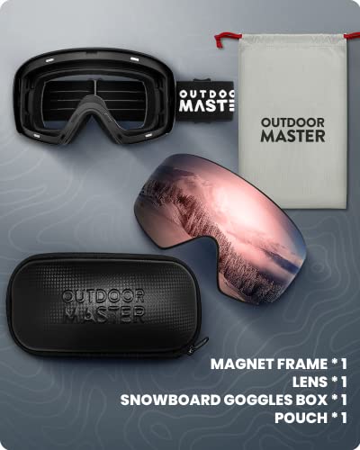 Outdoormaster Ski Goggles Horizon - Snowboard Goggles With Ultra View, Frameless, Interchangeable Magnetic Lens Snow Goggles For Men & Women #TOP4