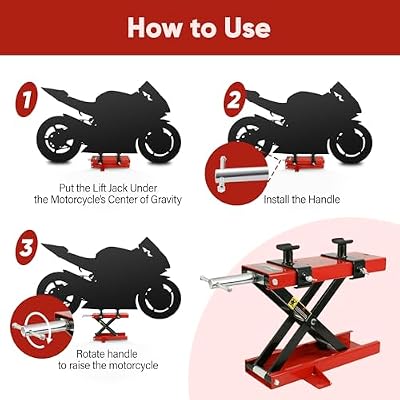 ZENY Motorcycle Lift, Motorcycle Center Scissor Lift Jack with Saddle & Safety Pin, 1100 LBS Capacity Steel Jack Hoist Stand for Motorcycles, ATVs, Dirt Bike