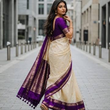 Generic purple soft silk saree in soft silk – image 3