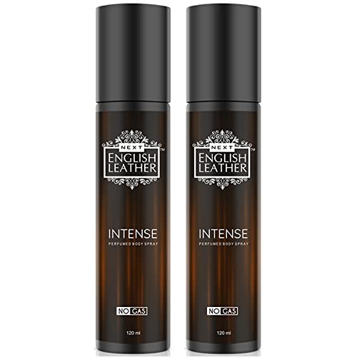 Image of Next Care English Leather Intense No Gas Deodorant Body Spray for Men & Women | Woody Oud Fragrance Perfume Spray | Long Lasting Deo | Travel Friendly Perfumed Body Spray | Pack of 2 (120 ml Each)