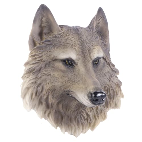 Image of STOBAZA Resin Animals Head Wall Adornment Large Wolf Head Sculpture Suitable for Hotel and Studio Wall Decoration