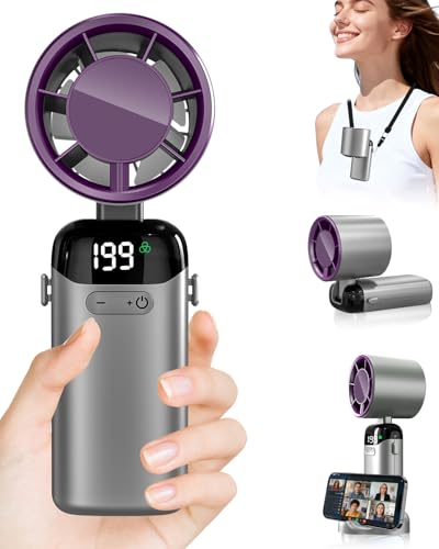 DDKJ Ventilador de Mano Turbo,Aire de Alta Velocidad, 5 Velocidades + 199 Ajustes Continuos, Batería Hasta 10… — oferta en Amazon