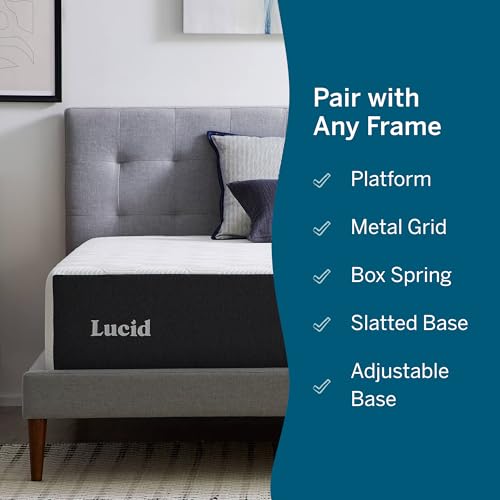 LUCID 14 Inch Memory Foam Mattress - Medium Feel - Memory Foam Infused with Bamboo Charcoal and Gel - Temperature Regulating - Pressure Relief - Breathable - Premium Support - Twin XL SizeTwin XL Size